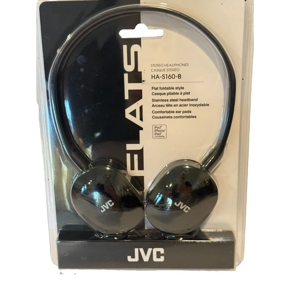 JVC Flats On-Ear Lightweight Stereo Wired Headphones with Steel Headband (Black)